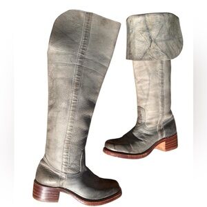 FRYE Over the Knee Tall Campus Boots RARE Blue Grey Size 9